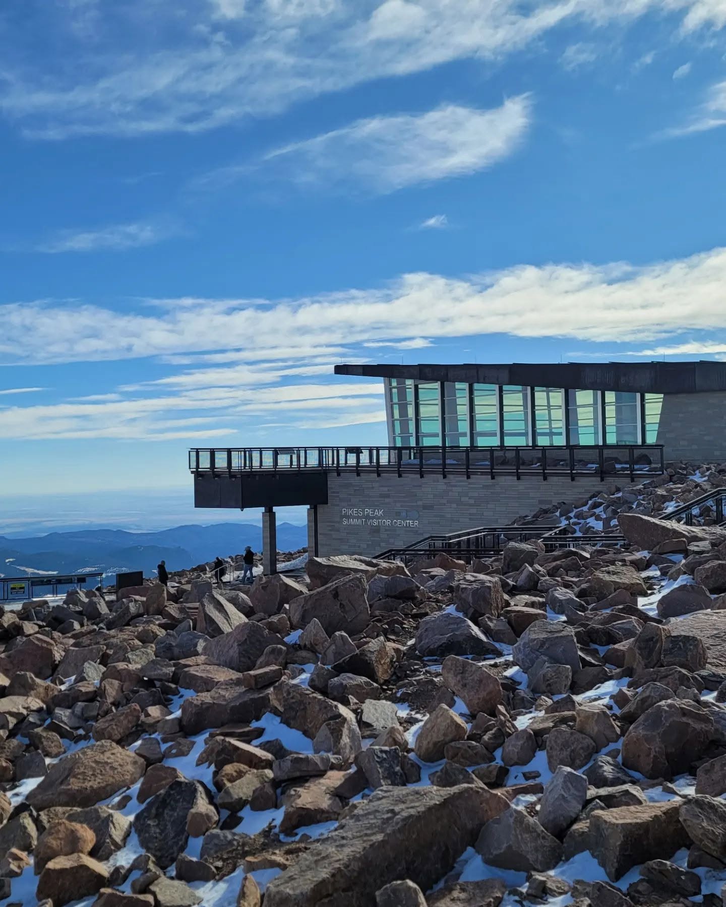 Pikes Peak Summit Visitor Center above the rocky Colorado landscape