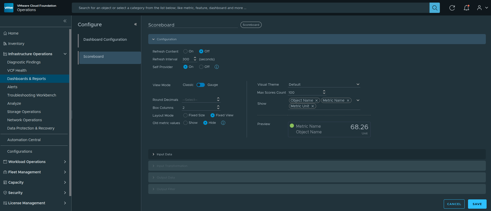Opening the Scoreboard widget configuration panel and enabling Self Provider.