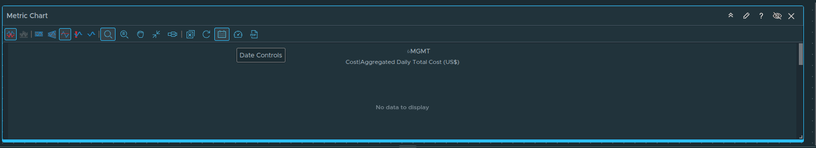 Configuring the chart to display the last six months of cost data.