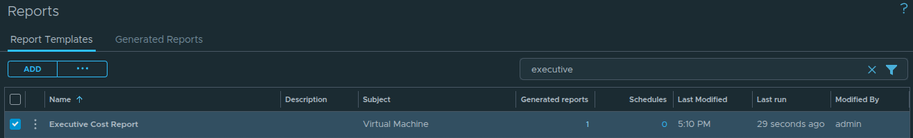 Generated Reports counter indicating a new report instance.