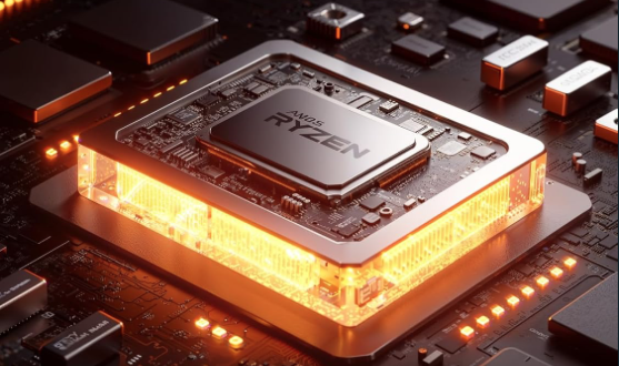 Illuminated AMD Ryzen processor representing the compute foundation of the VMware Cloud Foundation 9.1 home lab