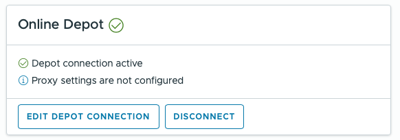 VCF Installer showing an active connection to the online software depot