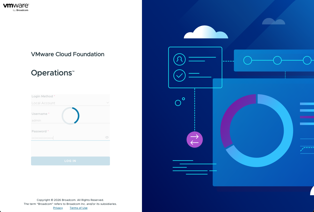 VMware Cloud Foundation Operations login page