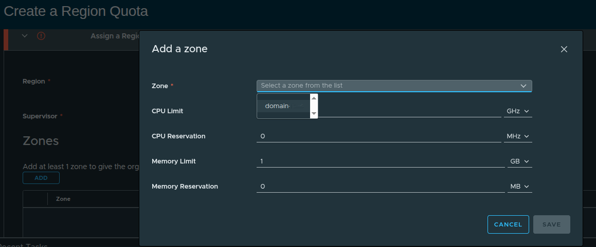 Add Zone - Initial View