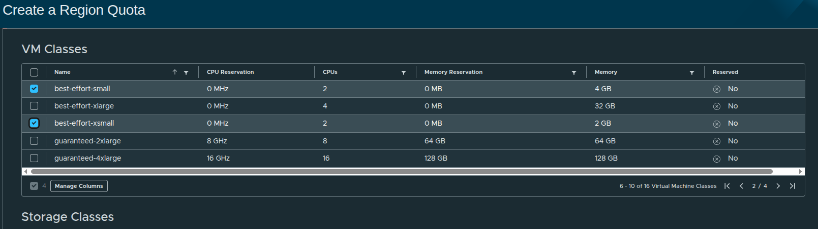 Additional VM Classes