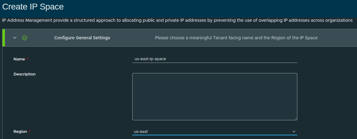 IP Space Configuration