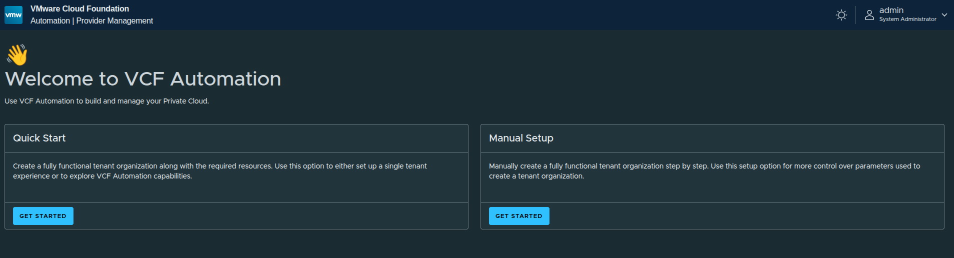 Quick Start and Manual Setup Options