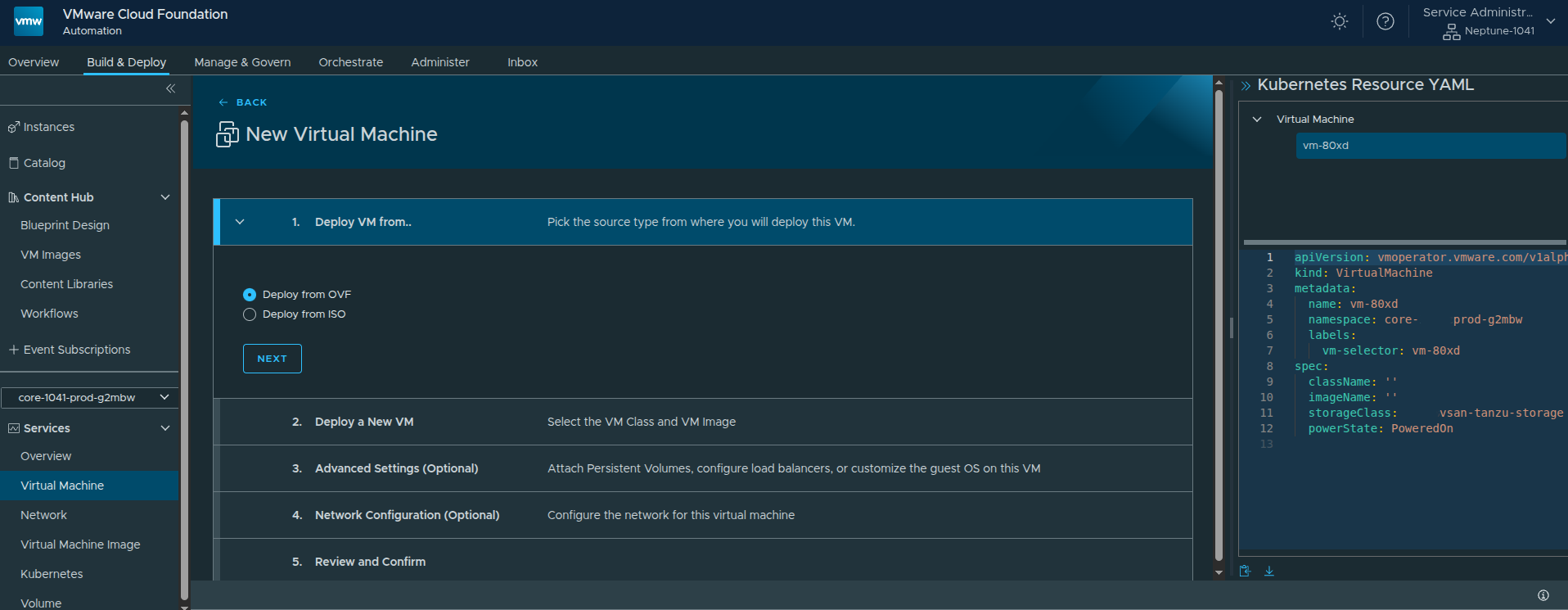 New virtual machine workflow starting point.